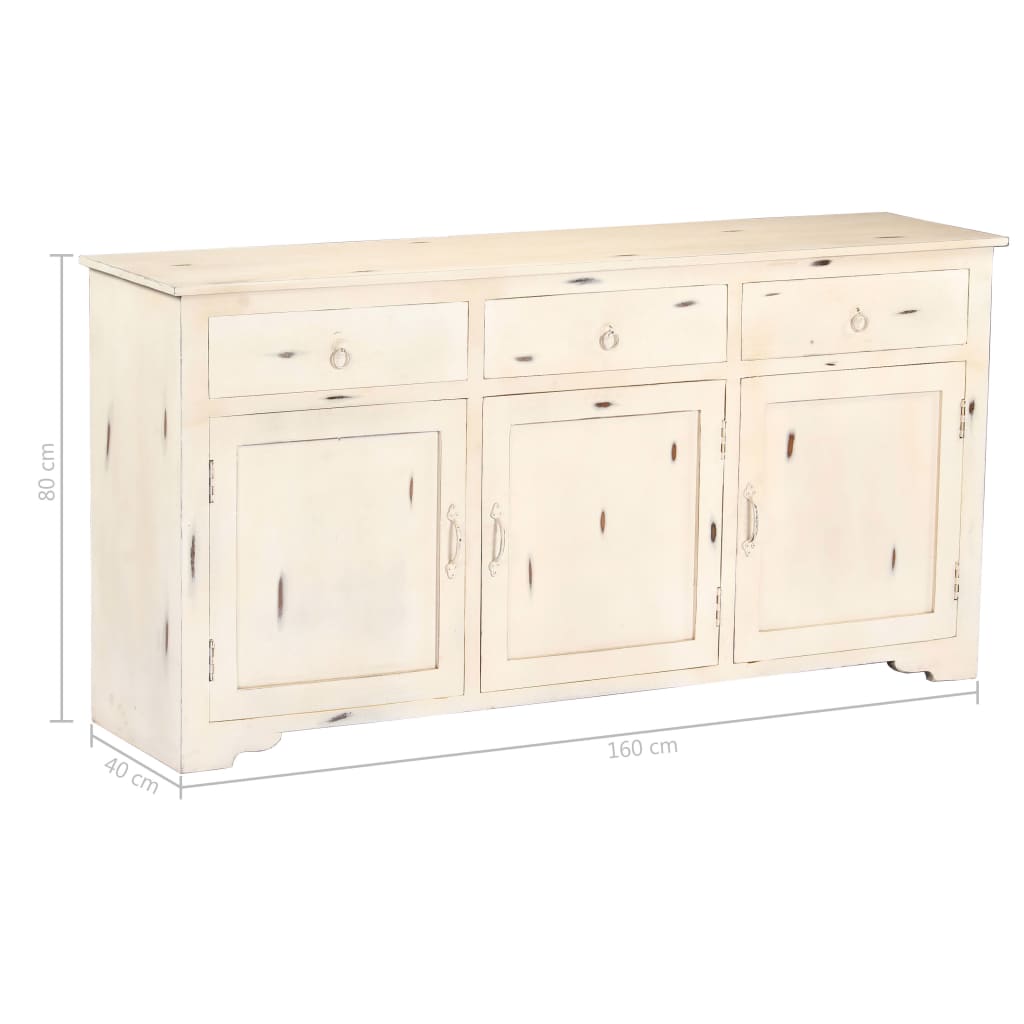 vidaXL Buffet Blanc 160 x 40 x 80 cm Bois de manguier massif