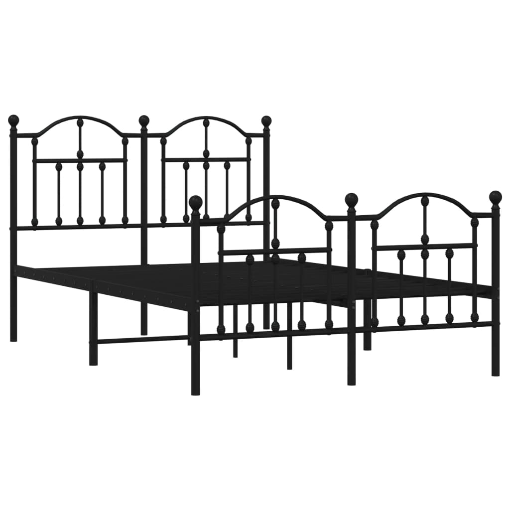 vidaXL Cadre de lit métal sans matelas avec pied de lit noir 120x190cm