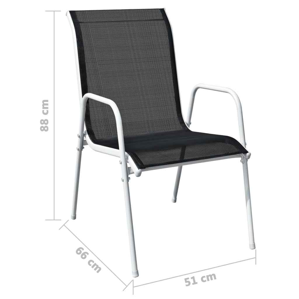 vidaXL Chaises empilables de jardin lot de 2 Acier et textilène Noir