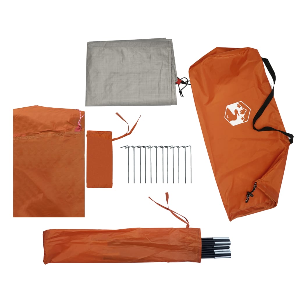vidaXL Tente de camping à dôme 4 personnes gris et orange imperméable