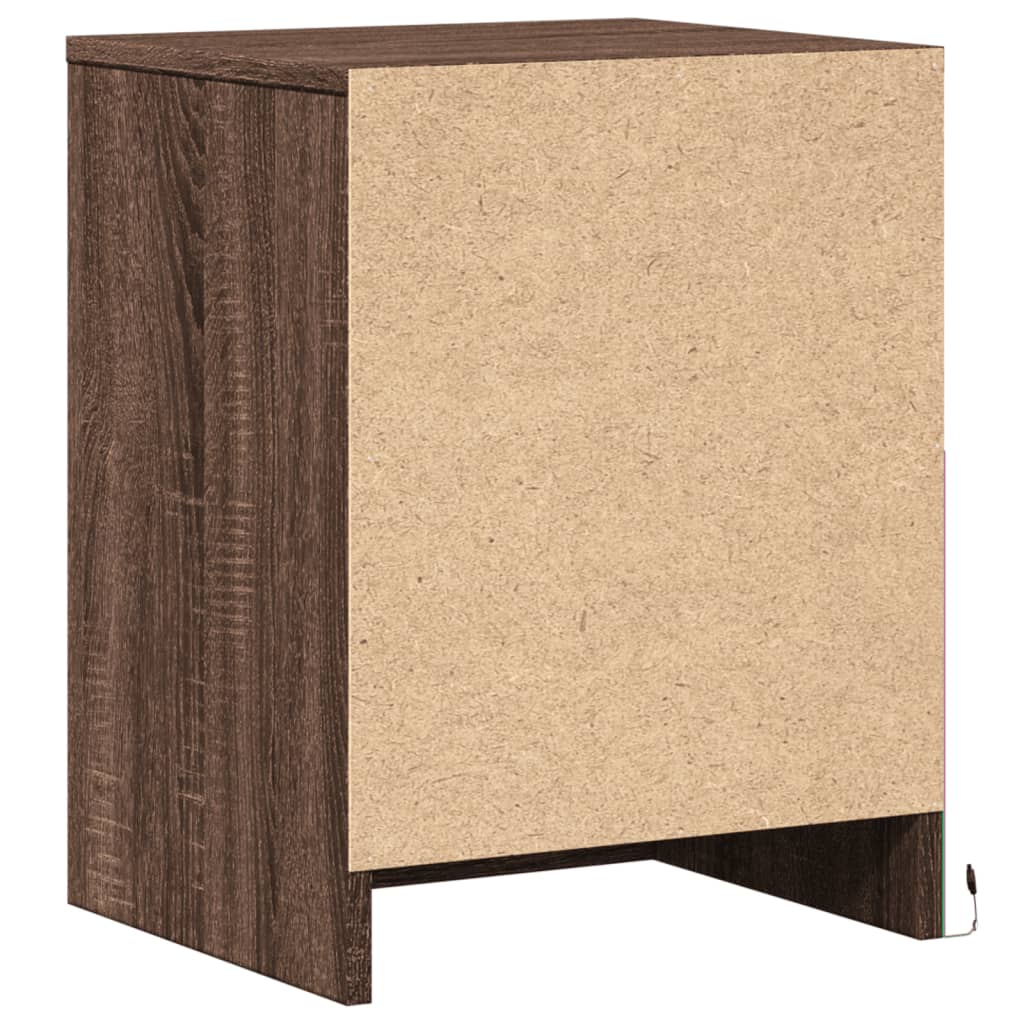 vidaXL Armoire de chevet et lumières LED chêne marron bois ingénierie