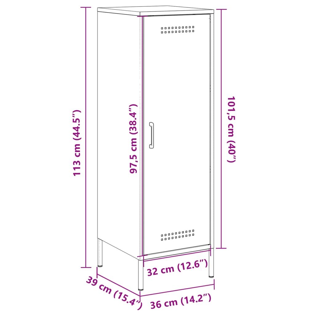 vidaXL Buffet haut rose 36x39x113 cm acier