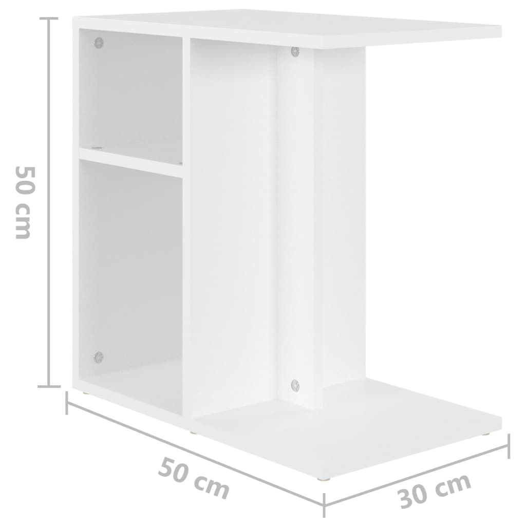 vidaXL Table d'appoint Blanc 50x30x50 cm Bois d’ingénierie