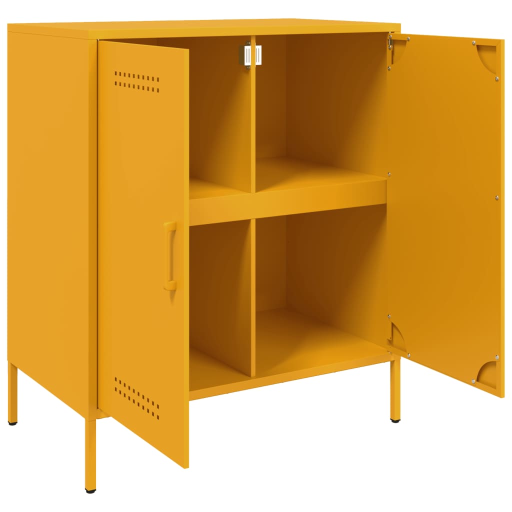 vidaXL Buffet jaune moutarde 68x39x79 cm acier