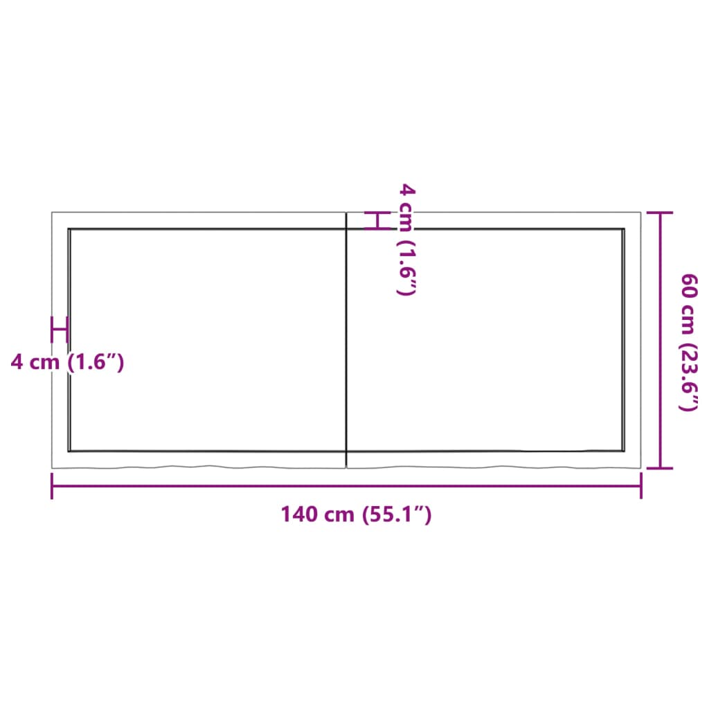 vidaXL Dessus de table 140x60x(2-4) cm bois de chêne massif non traité