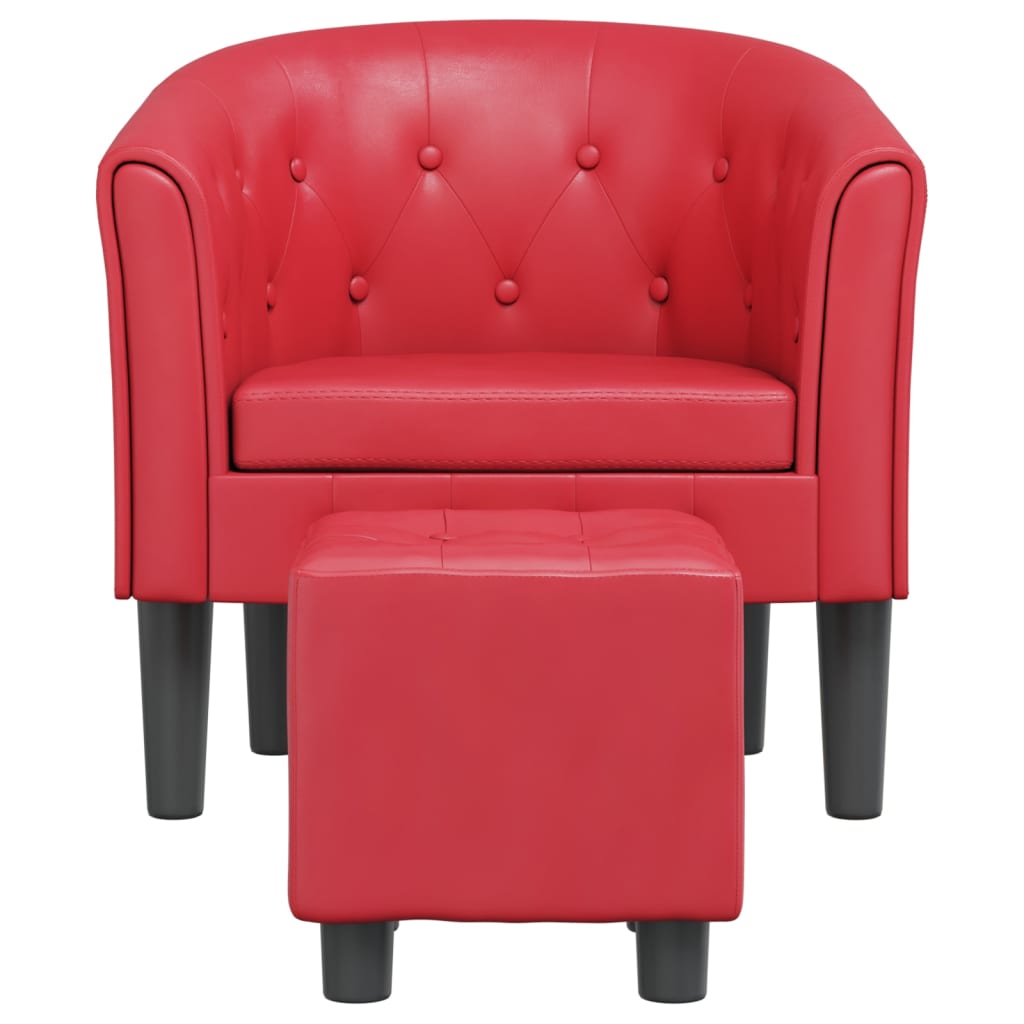 vidaXL Chaise cabriolet avec repose-pied rouge similicuir