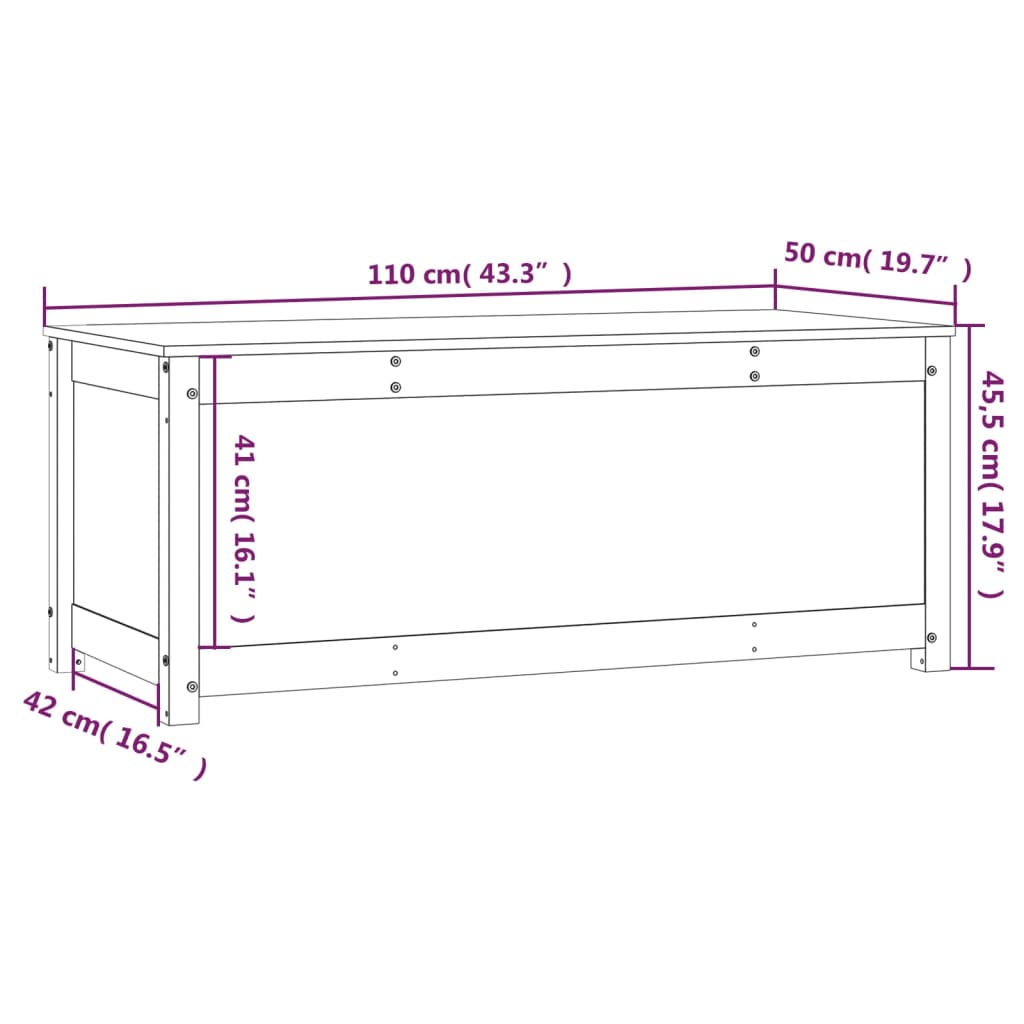 vidaXL Boîte de rangement Blanc 110x50x45,5 cm Bois massif de pin