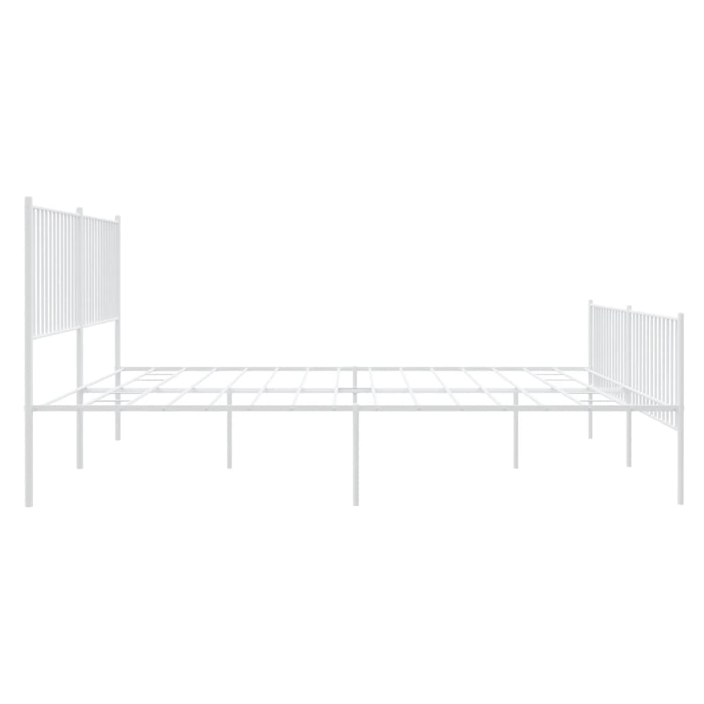 vidaXL Cadre de lit métal sans matelas et pied de lit blanc 193x203 cm