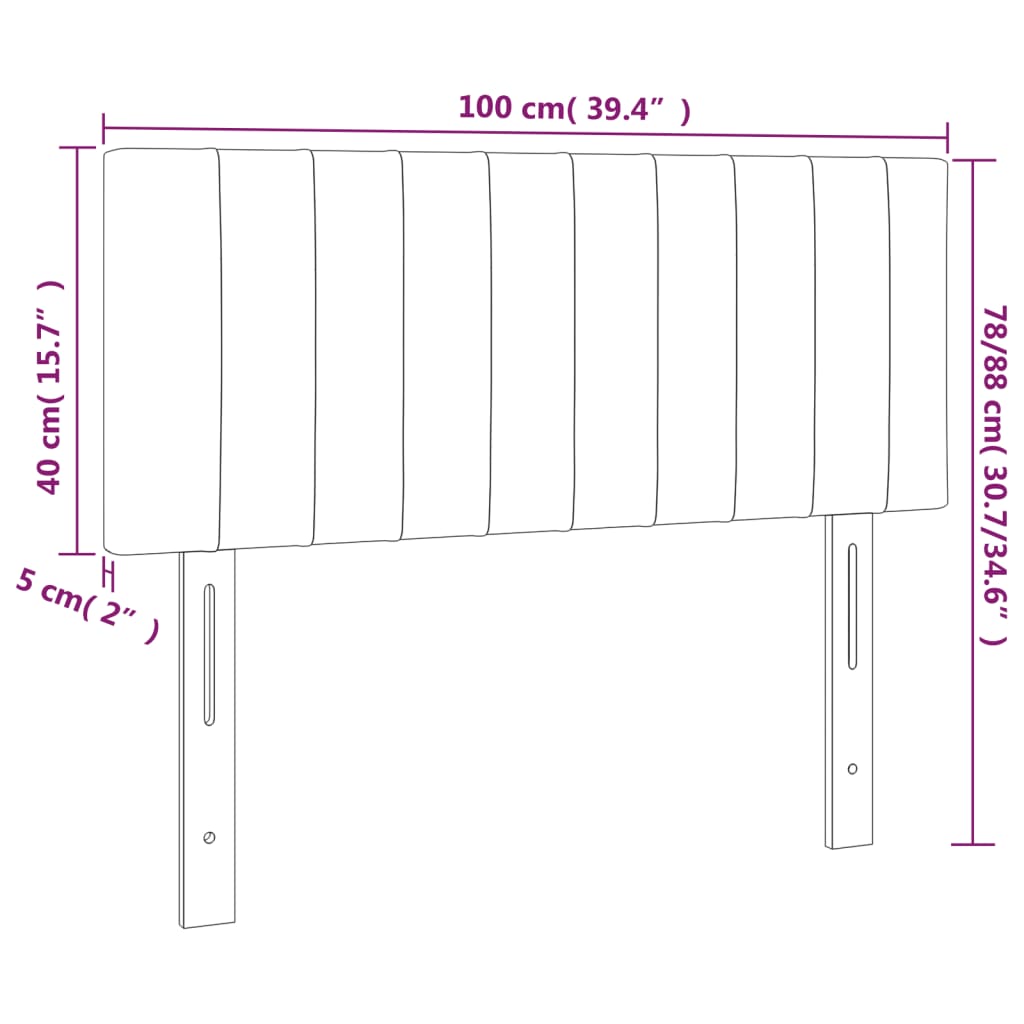 vidaXL Tête de lit Rose 100x5x78/88 cm Velours