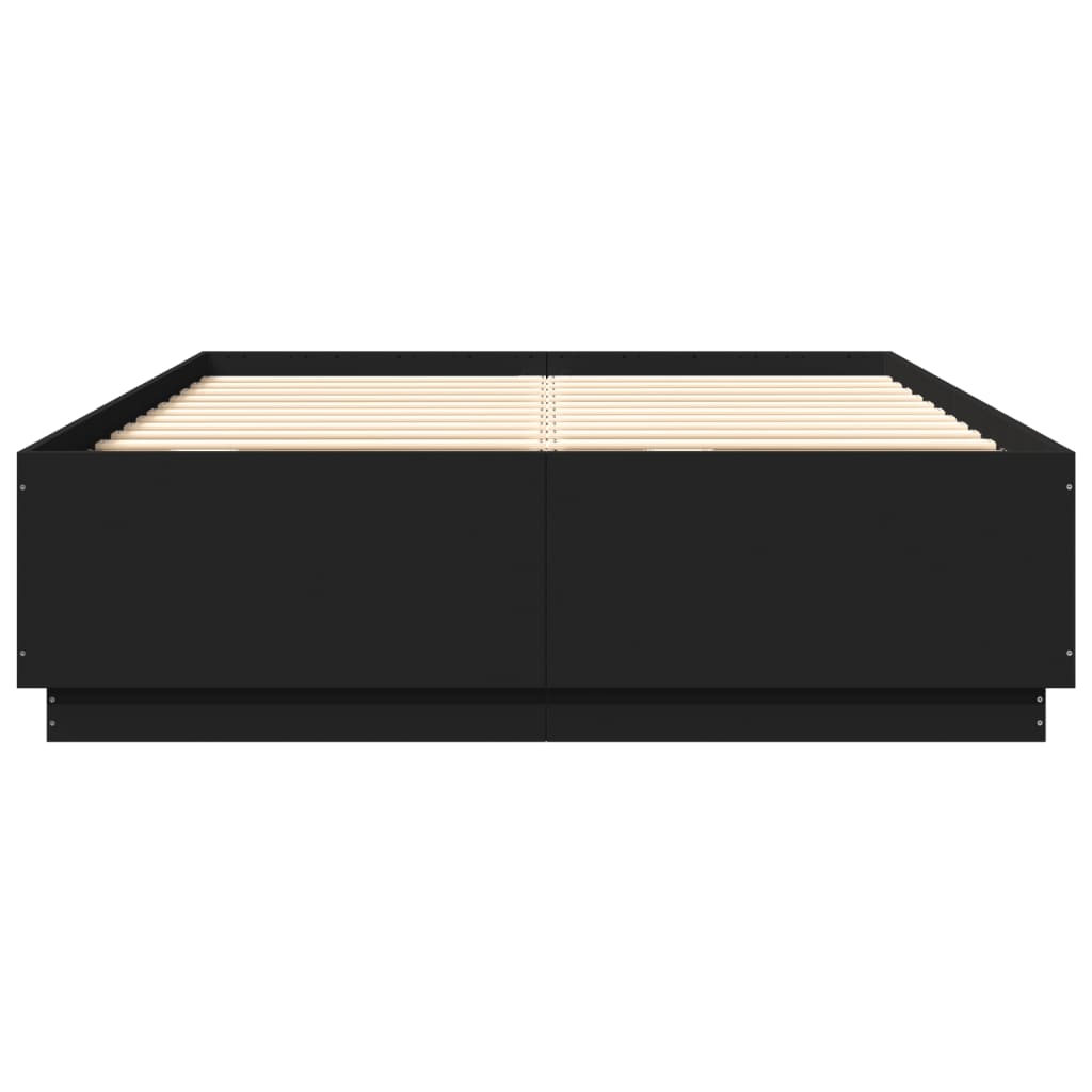 vidaXL Cadre de lit avec lumières LED noir 150x200cm bois d'ingénierie