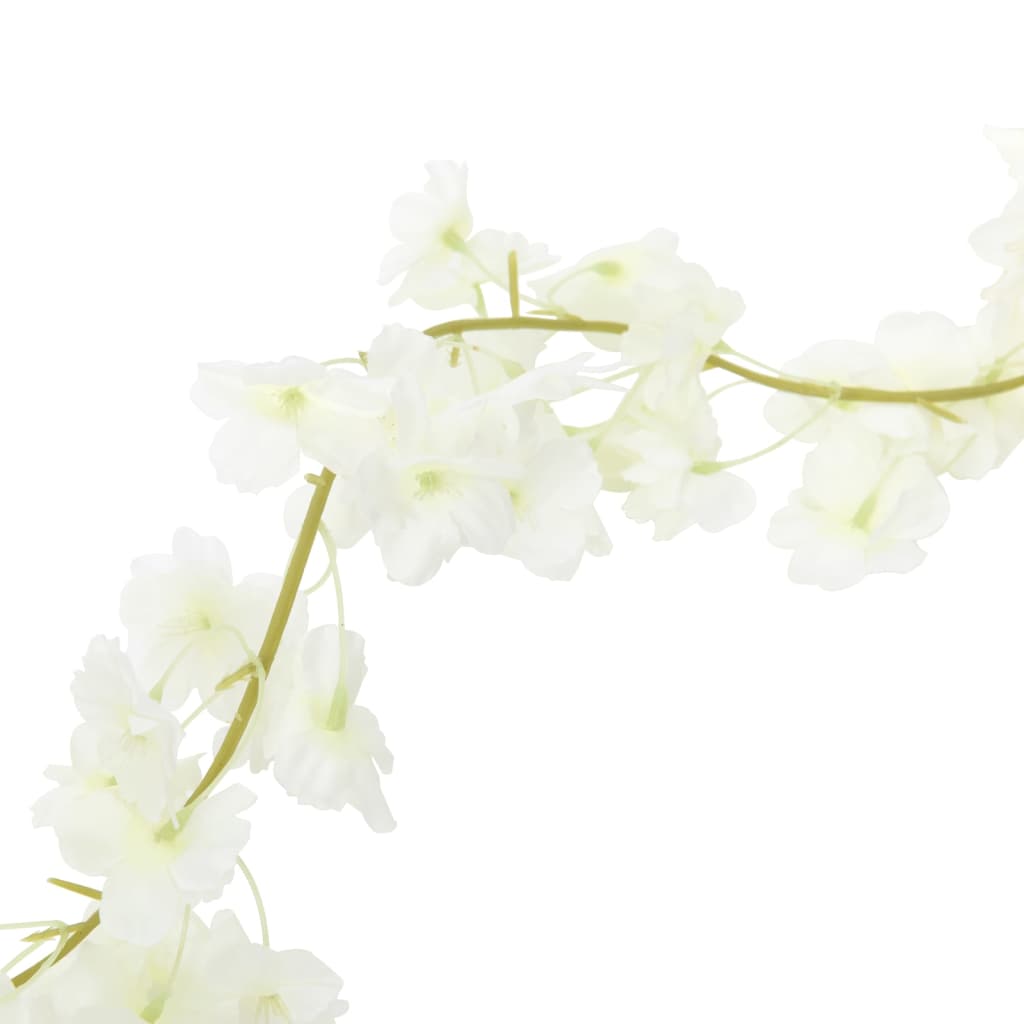 vidaXL Guirlandes de fleurs artificielles 6 pcs blanc 180 cm