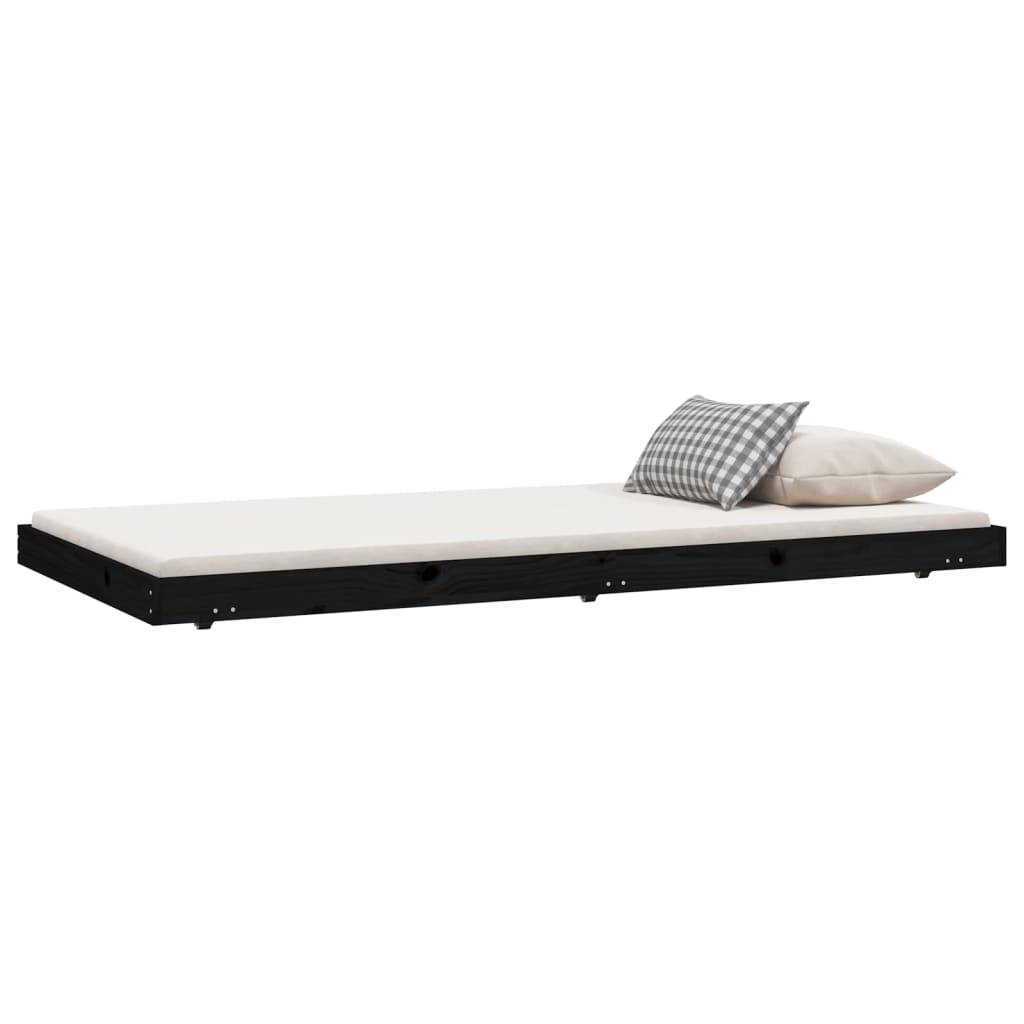 vidaXL Cadre de lit sans matelas noir 100x200 cm bois massif de pin