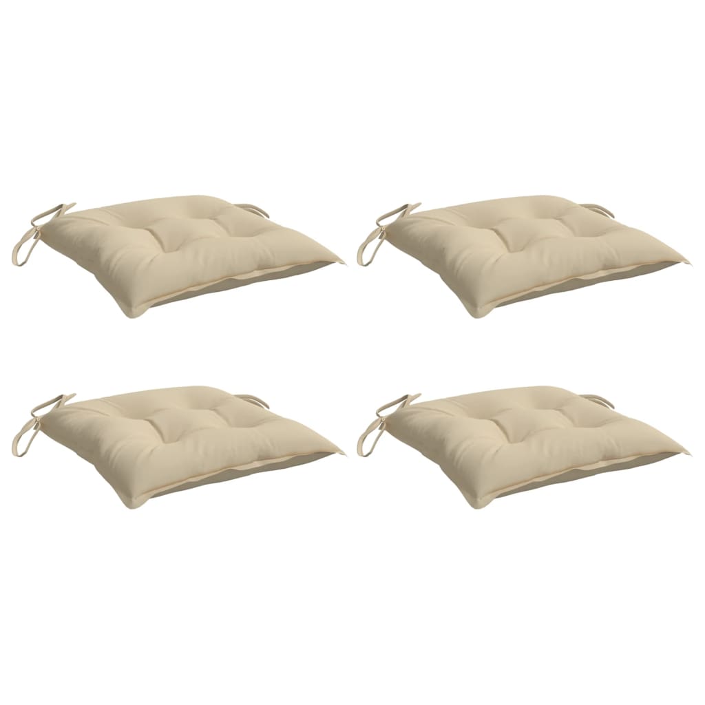 vidaXL Coussins de chaise lot de 4 beige 40x40x7 cm tissu oxford