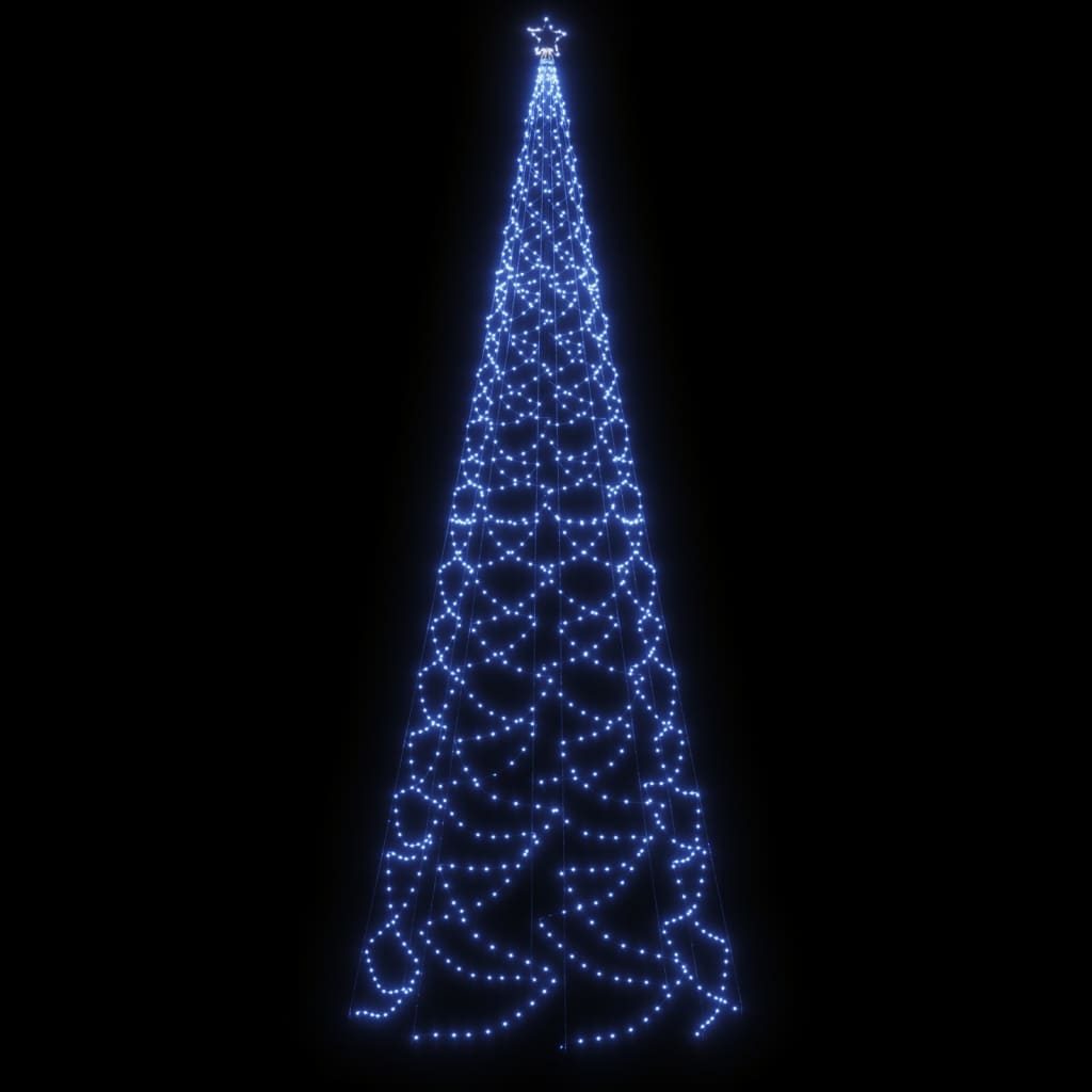 vidaXL Arbre de Noël avec poteau en métal 1400 LED bleues 5 m