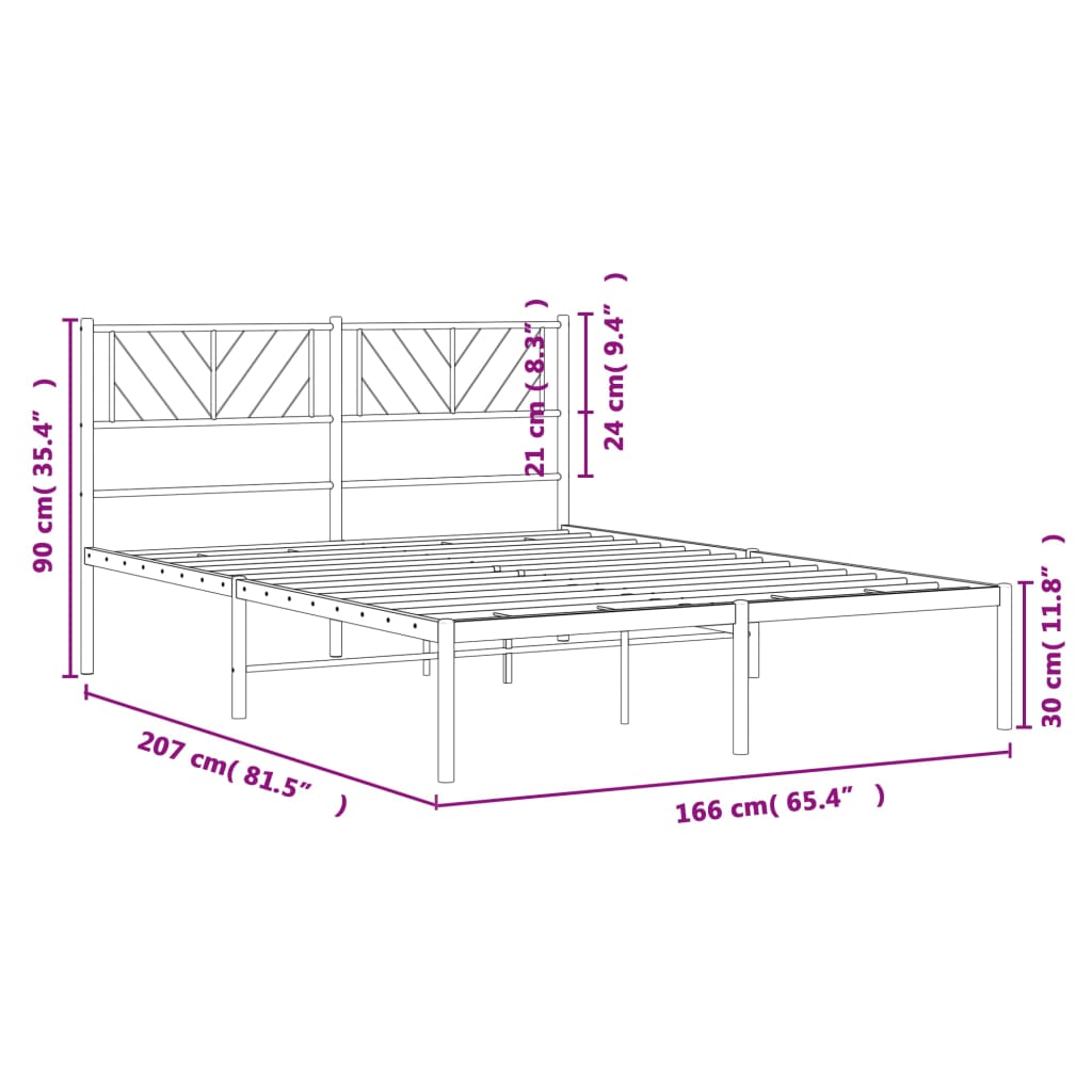 vidaXL Cadre de lit métal sans matelas et tête de lit blanc 160x200 cm