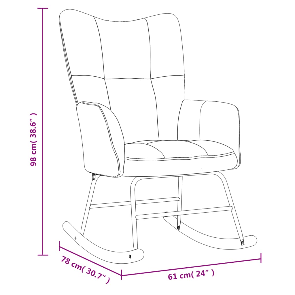 vidaXL Chaise à bascule avec repose-pied Marron Velours