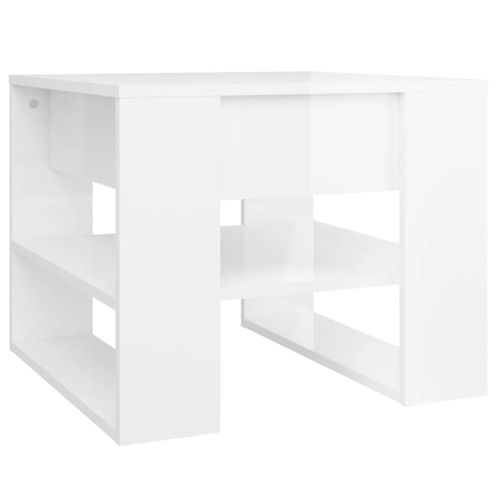 vidaXL Table basse Blanc brillant 55,5x55x45 cm Bois d'ingénierie