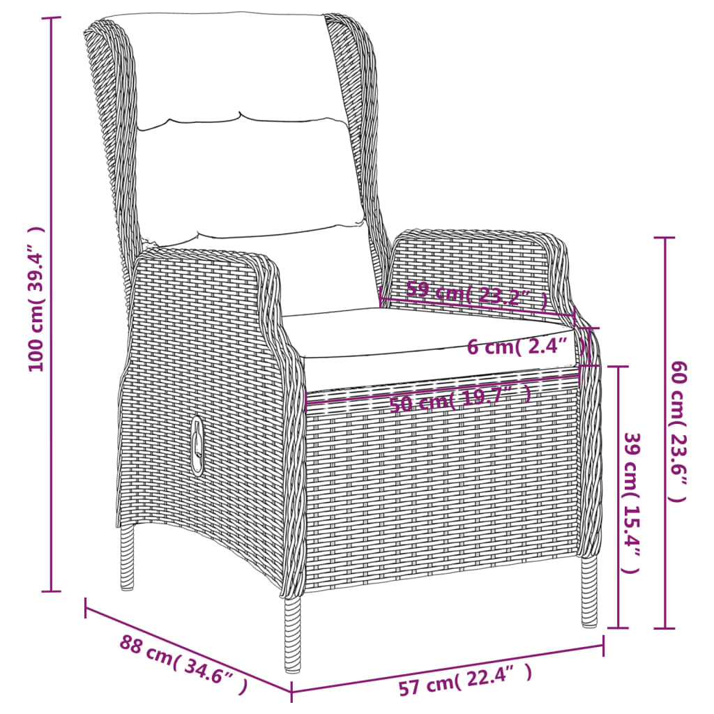 vidaXL Ensemble à manger de jardin 3 pcs Gris foncé