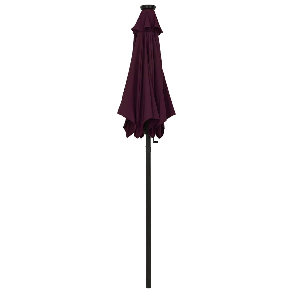 vidaXL Parasol de jardin avec lumières LED rouge bordeaux aluminium