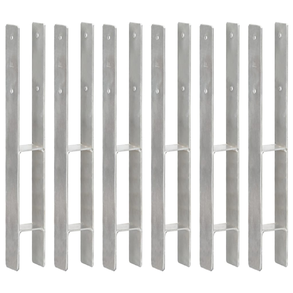 vidaXL Piquets de clôture 6 pcs Argenté 7x6x60 cm Acier galvanisé