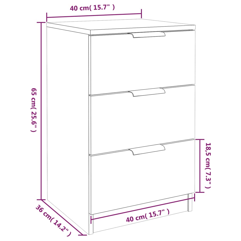 vidaXL Tables de chevet 2 pcs noir 40x36x65 cm