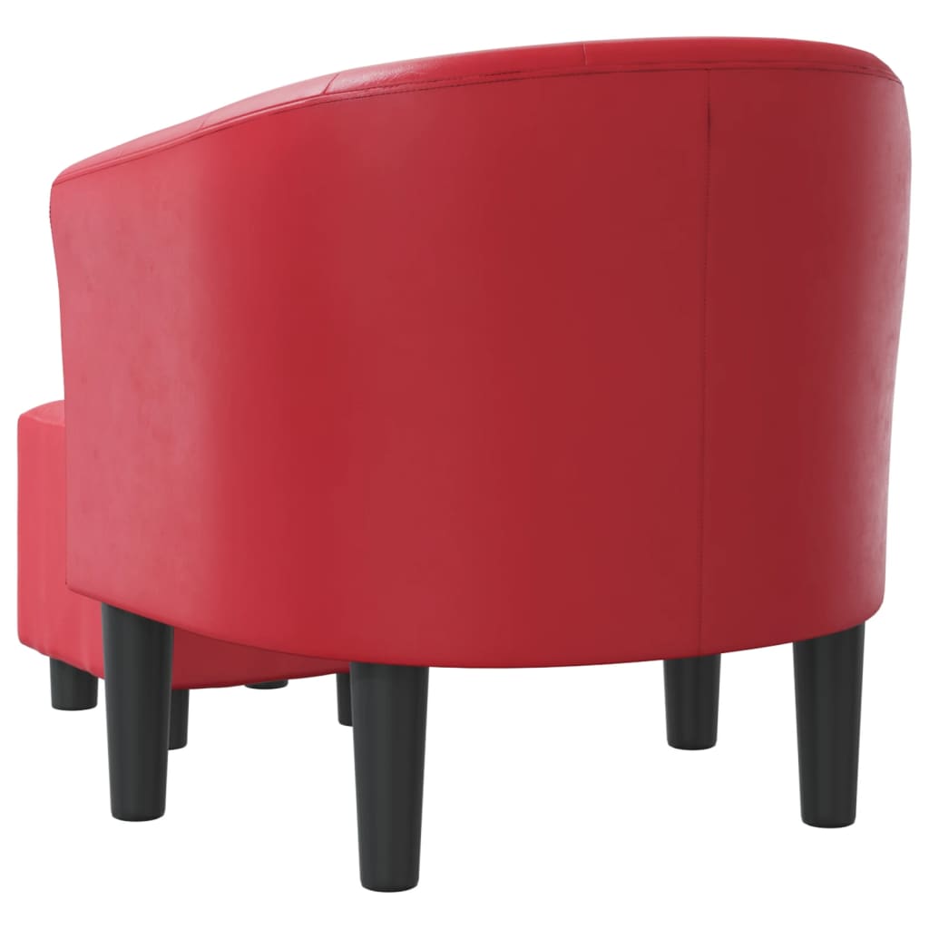 vidaXL Chaise cabriolet avec repose-pied rouge similicuir