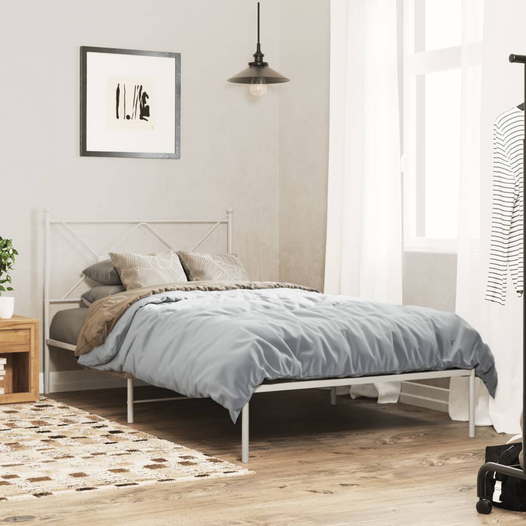 vidaXL Cadre de lit métal sans matelas et tête de lit blanc 100x200 cm