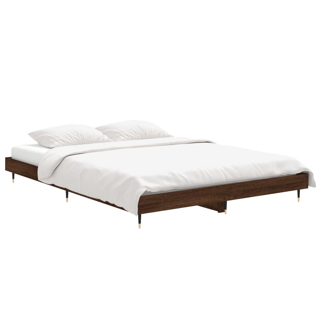 vidaXL Cadre de lit chêne marron 140x190 cm bois d'ingénierie