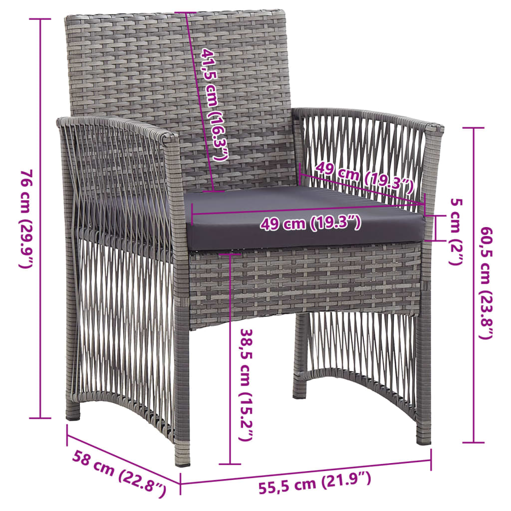 vidaXL Fauteuils de jardin coussins lot de 2 Anthracite Résine tressée