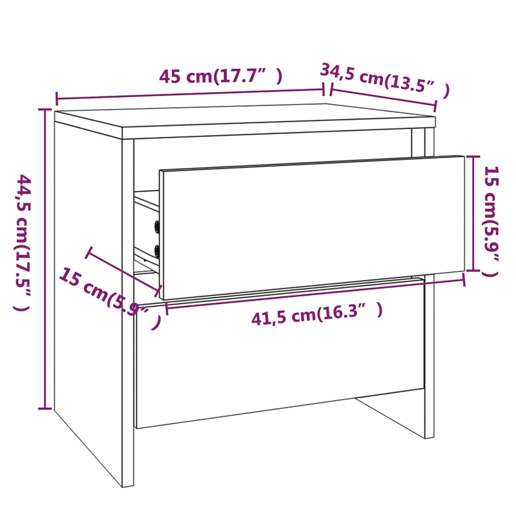 vidaXL Table de chevet Chêne sonoma 45x34,5x44,5 cm Aggloméré