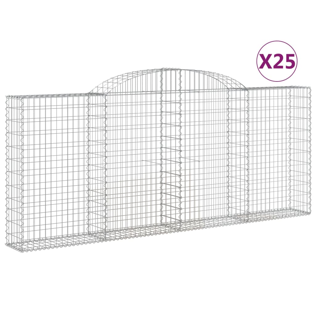 vidaXL Paniers à gabions arqués 25 pcs 300x30x120/140 cm fer galvanisé