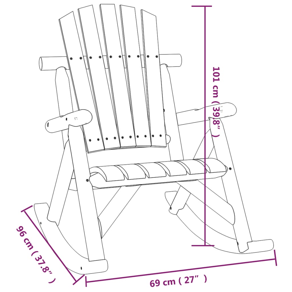 vidaXL Chaise à bascule de jardin 69x96x101 cm bois massif d'épicéa