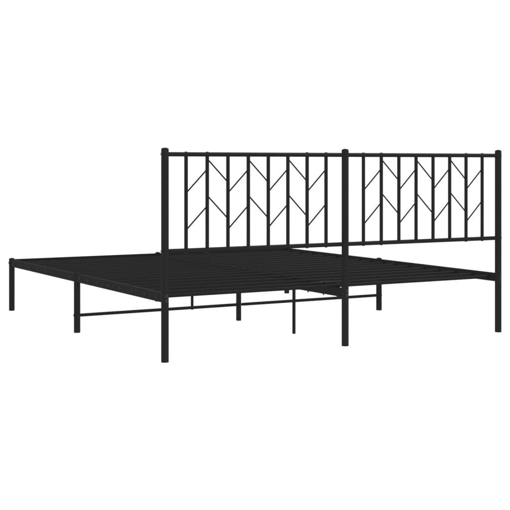 vidaXL Cadre de lit métal sans matelas avec tête de lit noir 183x213cm