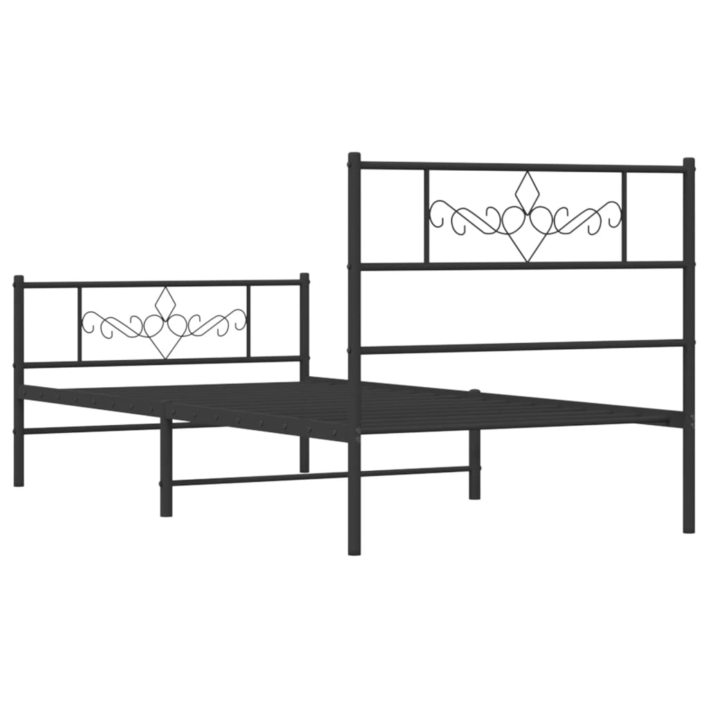 vidaXL Cadre de lit métal sans matelas avec pied de lit noir 75x190 cm