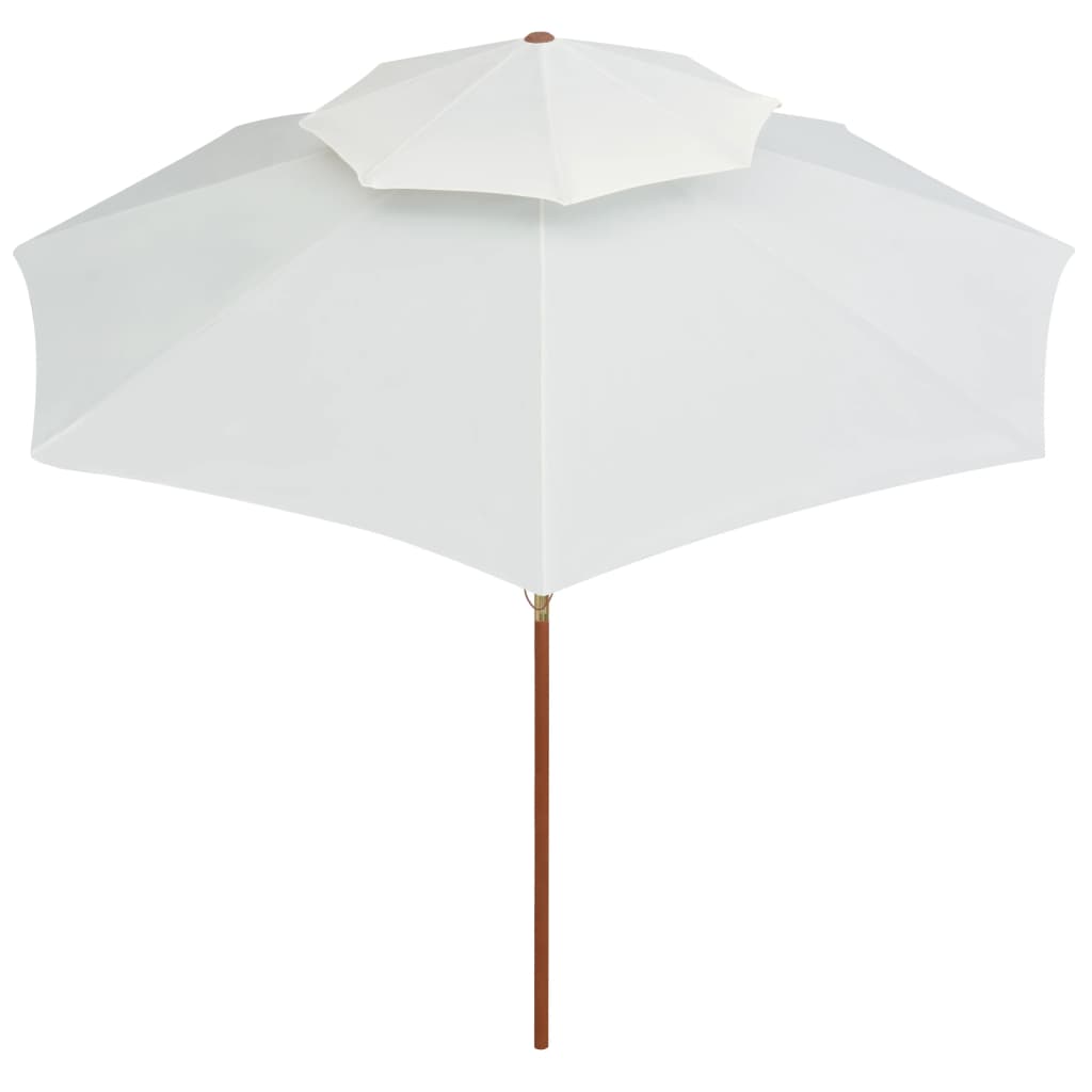 vidaXL Parasol à deux étages avec poteau en bois blanc crème