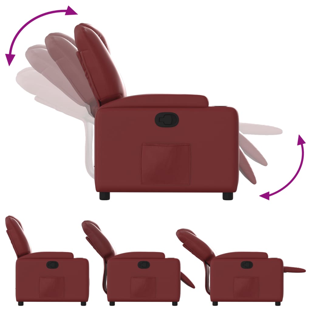 vidaXL Fauteuil inclinable Rouge bordeaux Similicuir