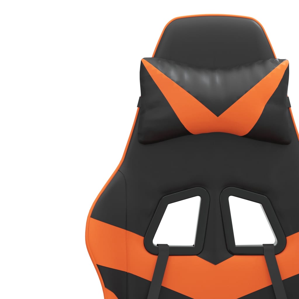 vidaXL Chaise de jeu pivotante repose-pied Noir et orange Similicuir