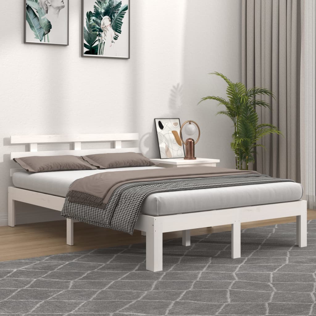 vidaXL Cadre de lit Blanc Bois massif 160x200 cm