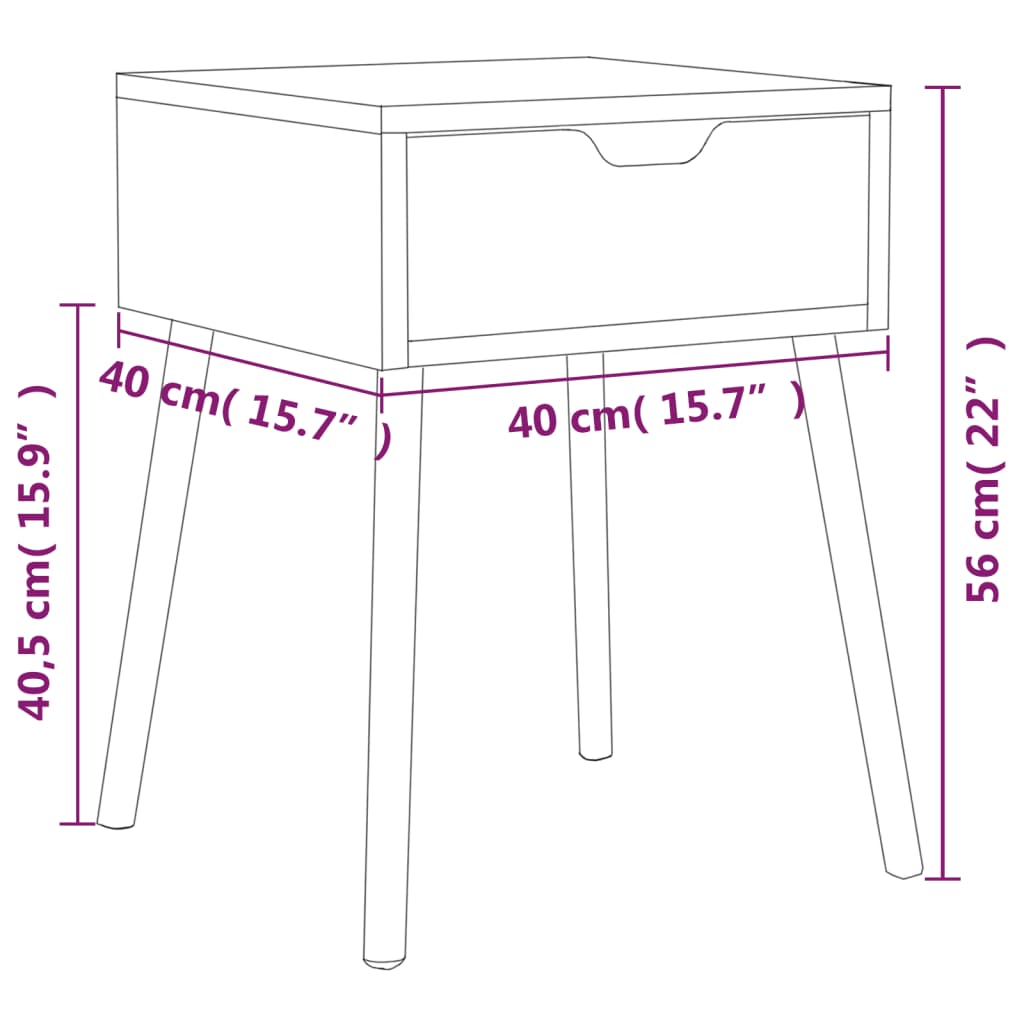 vidaXL Tables de chevet 2 pcs Gris 40x40x56 cm Bois d'ingénierie