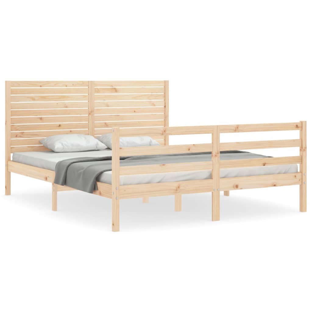 vidaXL Cadre de lit avec tête de lit king size bois massif