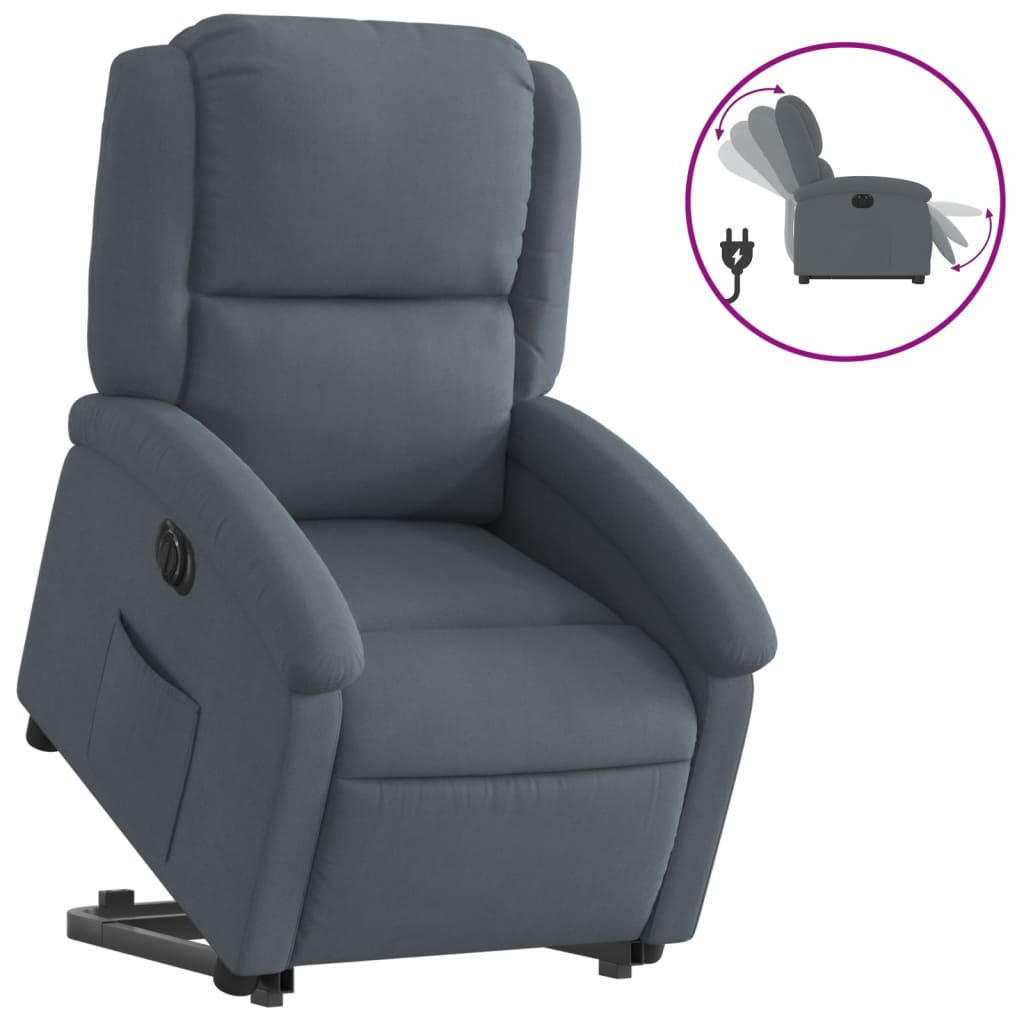 vidaXL Fauteuil inclinable électrique gris foncé velours