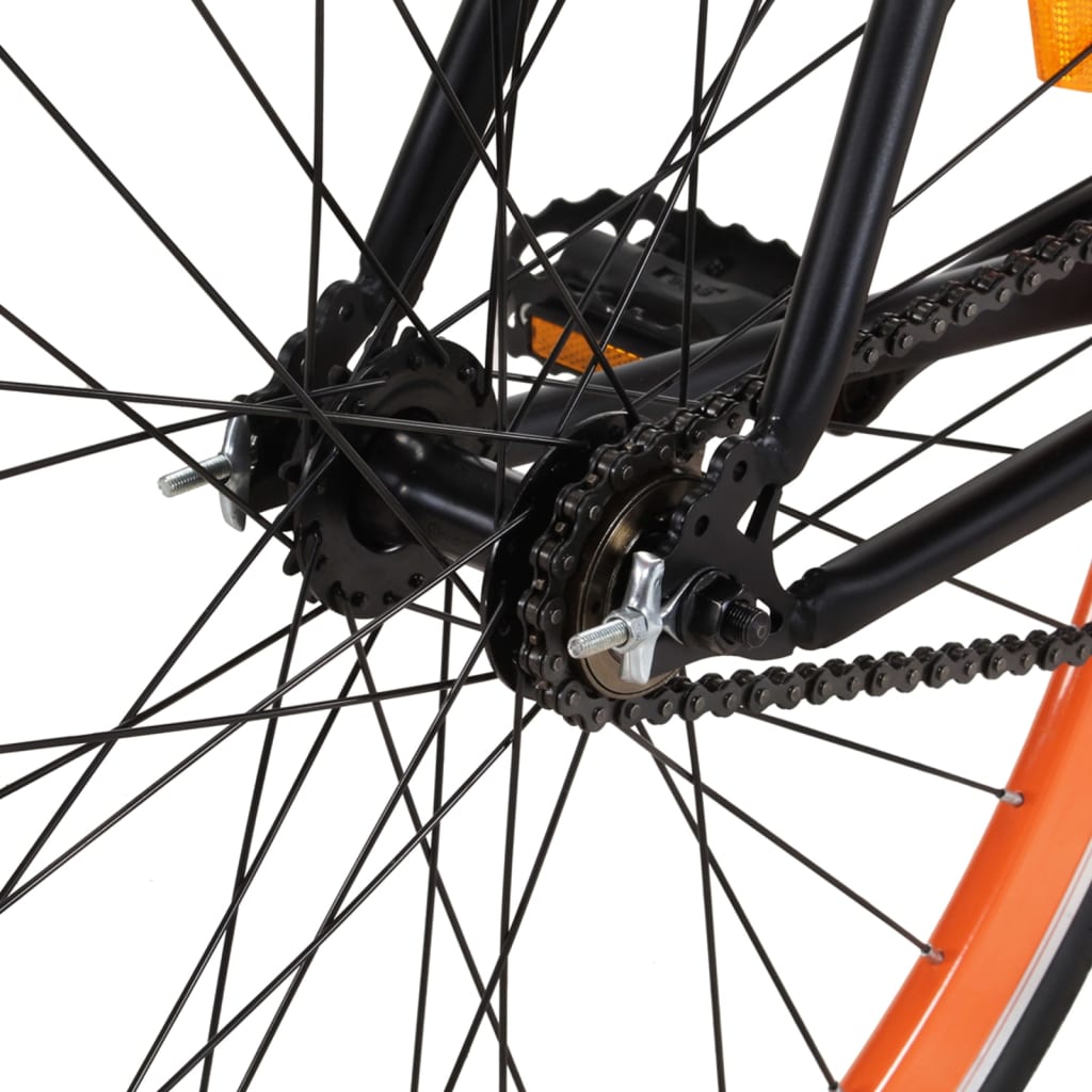 vidaXL Vélo à pignon fixe noir et orange 700c 55 cm