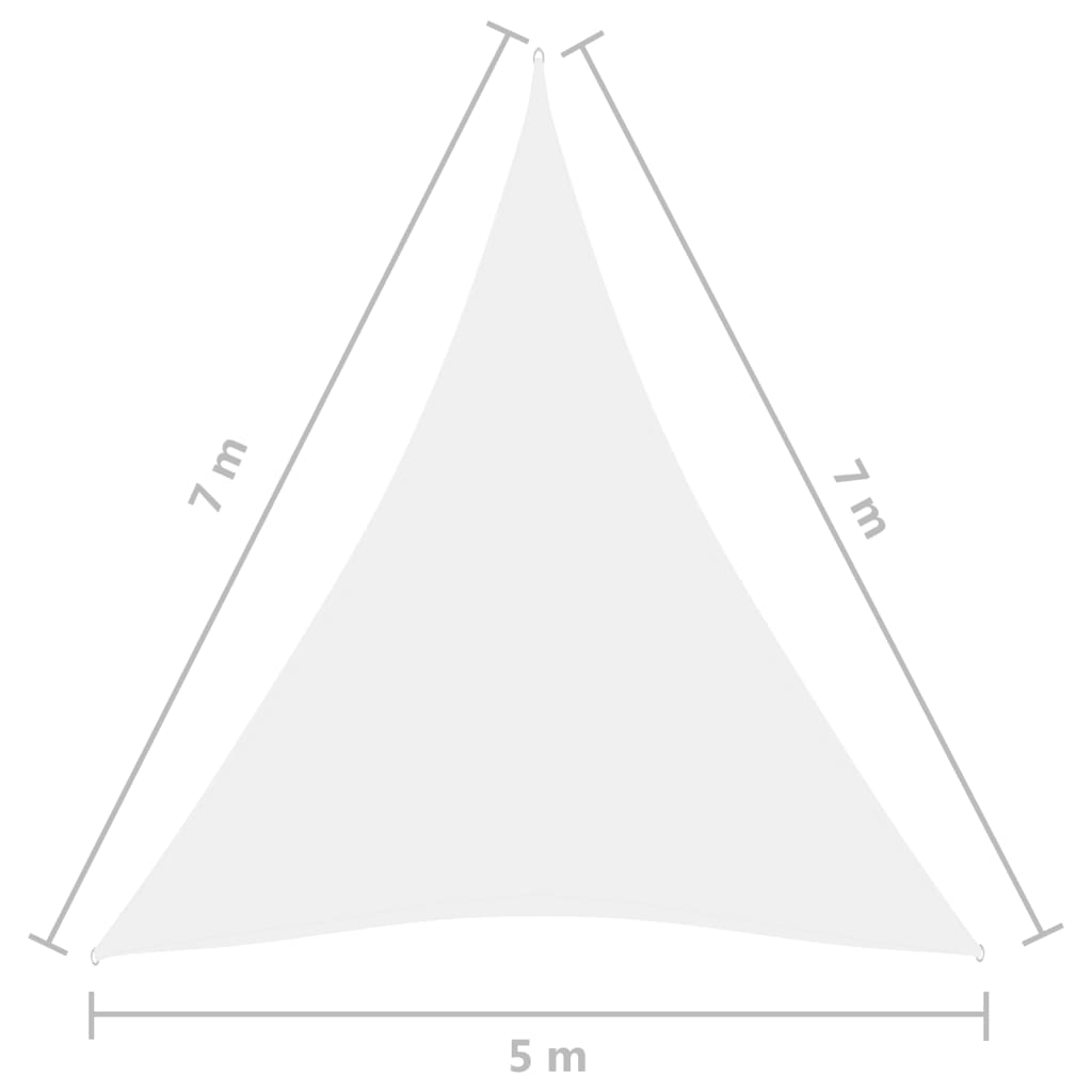 vidaXL Voile de parasol tissu oxford triangulaire 5x7x7 m blanc