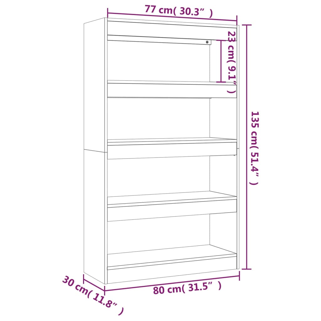 vidaXL Bibliothèque/Séparateur de pièce Chêne fumé Bois d'ingénierie