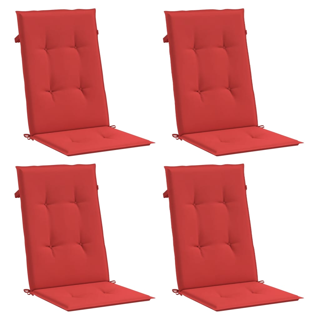 vidaXL Coussins de chaise de jardin dossier haut lot de 4 rouge tissu