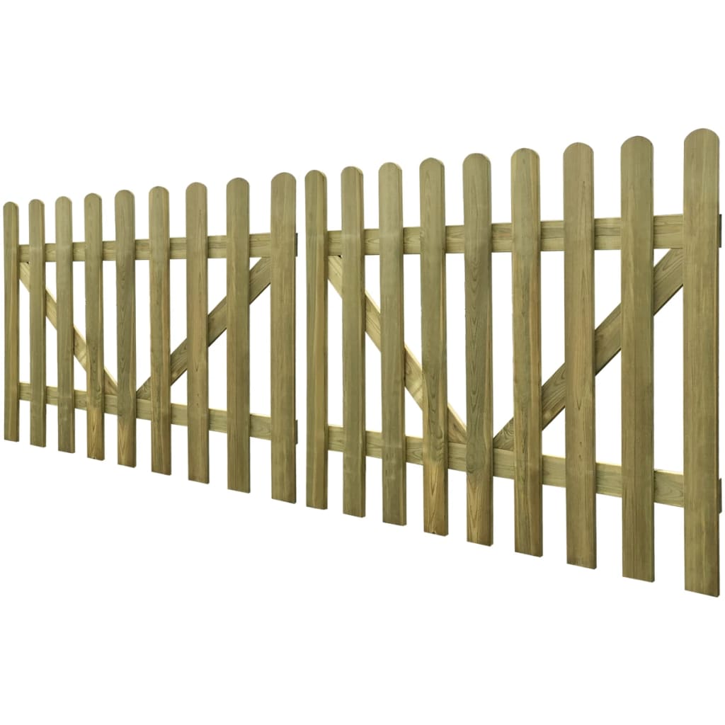 vidaXL Portail de clôture à piquets 2 pcs Bois imprégné 300x120 cm