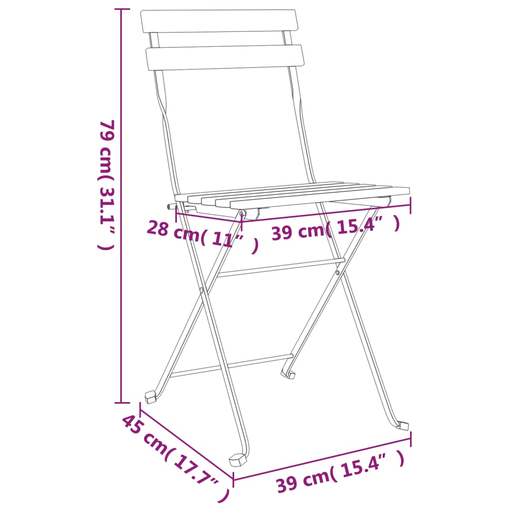 vidaXL Ensemble de bistro pliable 7 pcs bois d'acacia solide et acier