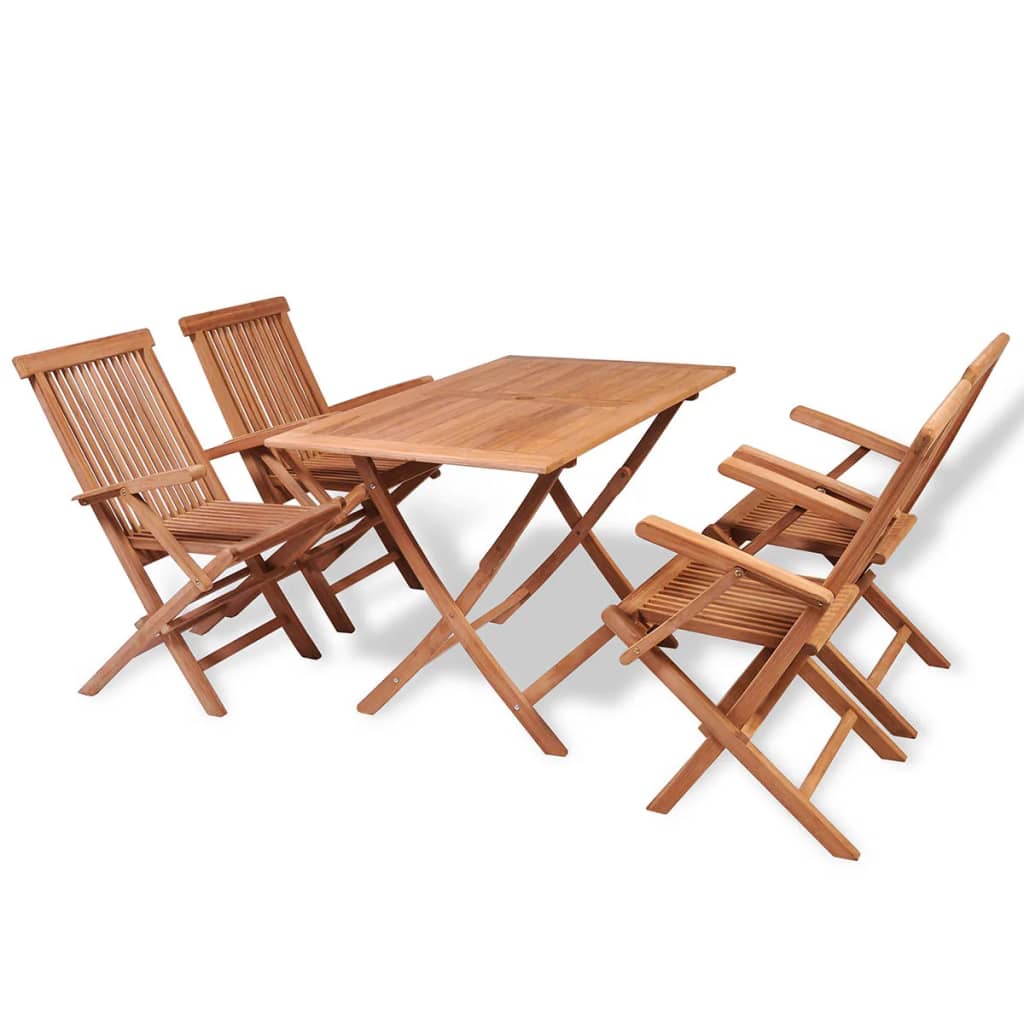 vidaXL Mobilier à dîner de jardin 5 pcs Bois de teck massif