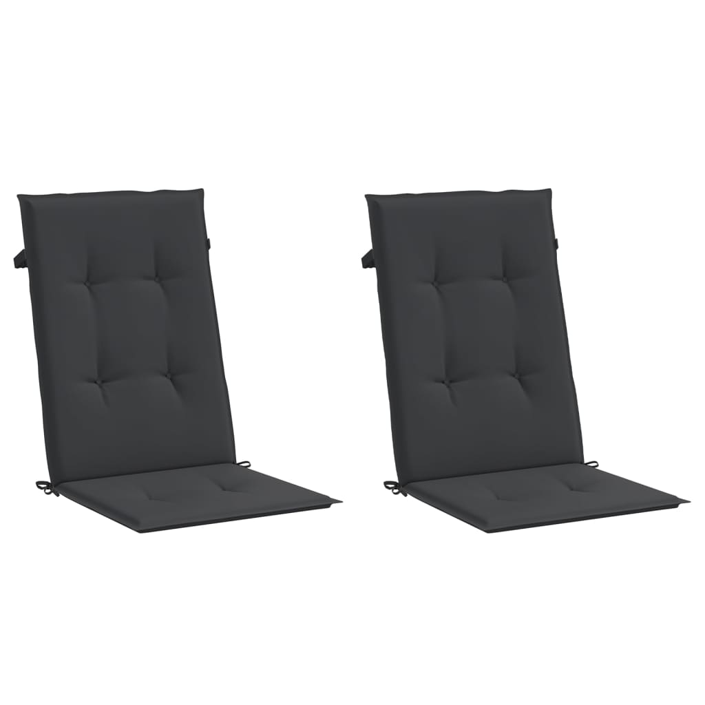 vidaXL Coussins de chaise de jardin à dossier haut lot de 2 noir tissu