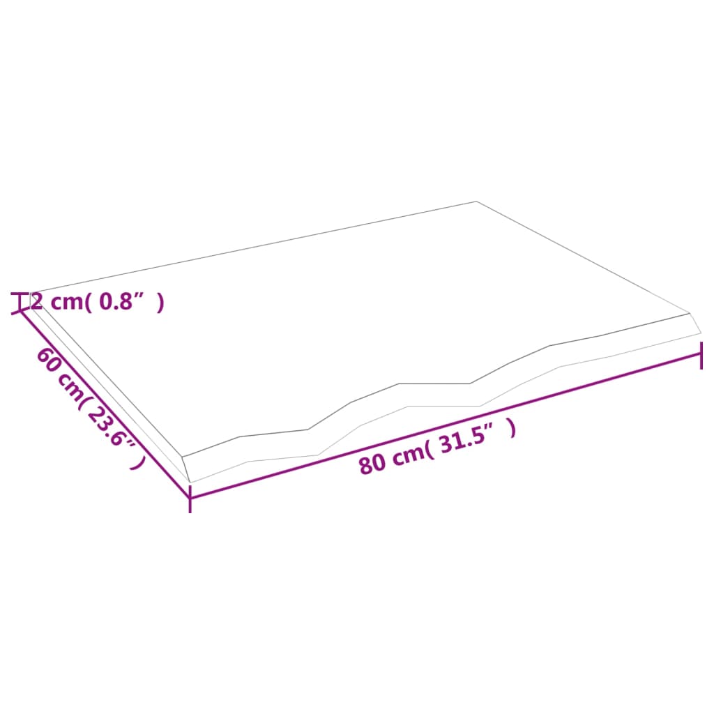 vidaXL Dessus de table 80x60x2 cm bois de chêne massif non traité